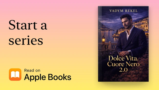Apple Books promotional artwork for Dolce Vita. Cuore Nero 2.0 — A Novel of Silence and Consequence