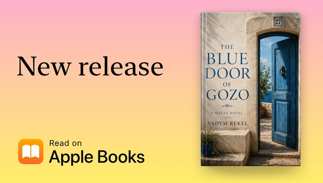Apple Books promotional artwork for The Blue Door of Gozo — A Malta Novel